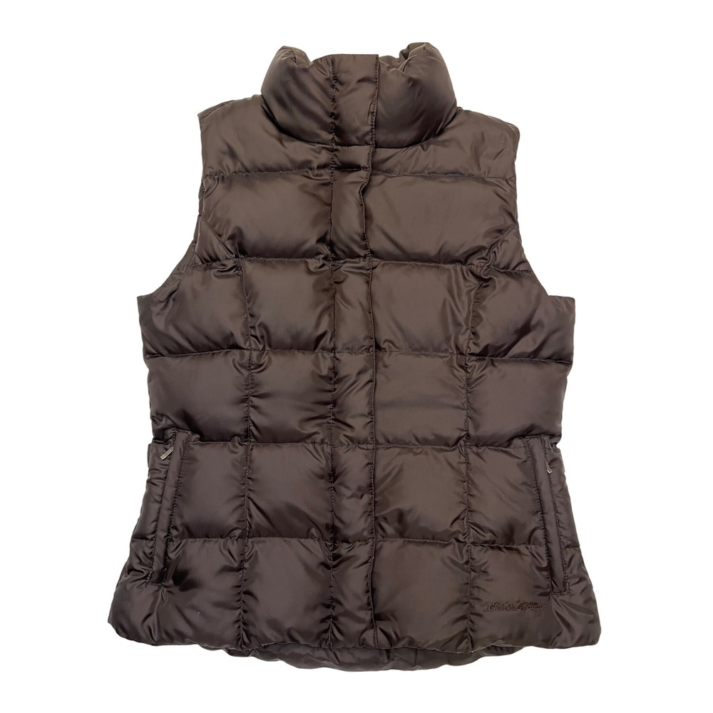 Eddie Bauer Brown Goose Down Quilted Full Zip Gorpcore Puffer Vest Size S